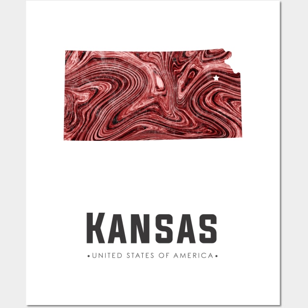 Kansas state map abstract brown Wall Art by StudioGrafiikka